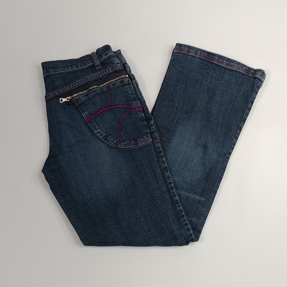 Y2K Crest Jeans With Purple Thread